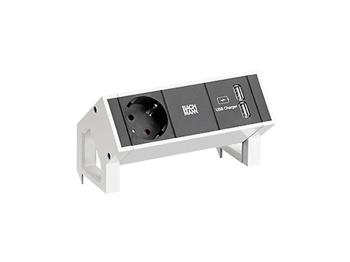BACHMANN DESK2 1xCEE7/3 USB Charger, ALLEMAND