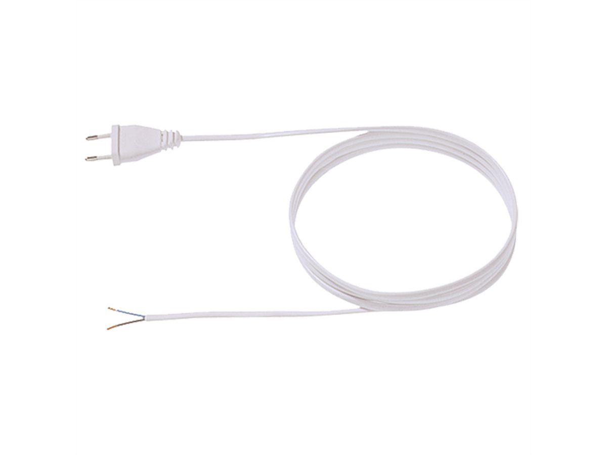 BACHMANN Câble 2x0,75 3m blanc, H03VVH2-F Connecteur Euro, non emballé
