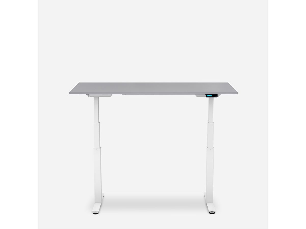 WRK21 Bureau Work 120 x 80 cm, Hauteur réglable, Gris uni / Blanc