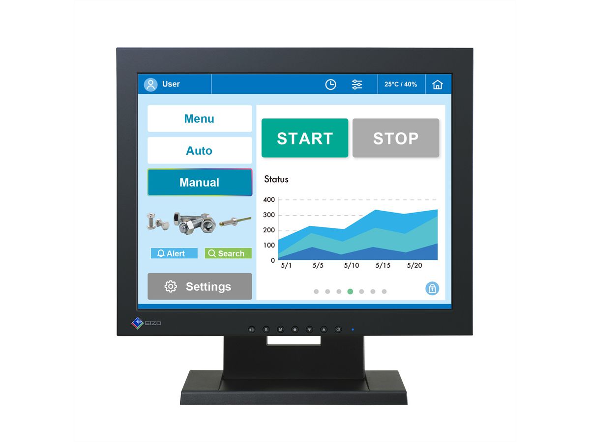 Eizo Monitor FDX1501T-A BK - 15", Desktop Touchpanel - 24/7 - 4:3 Format