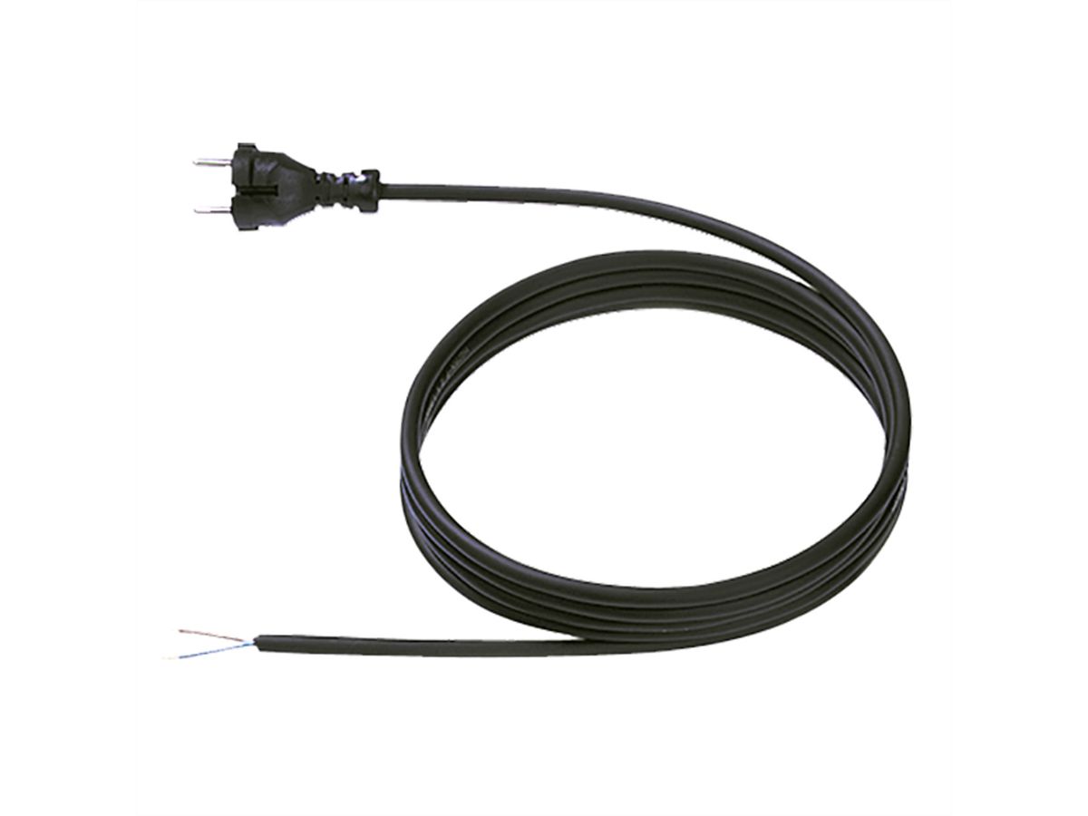 BACHMANN Câble avec connecteur 2x1,0 3m, H05VV-F noir Connecteur/fils ouverts