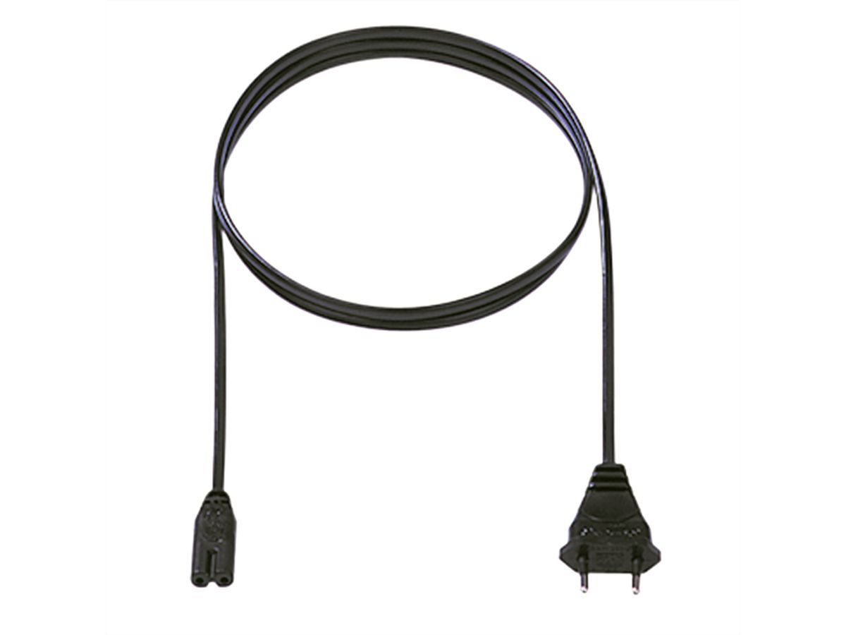 BACHMANN Câble 2x0,75 1,5m noir, H03VVH2-F emballé à l'unité