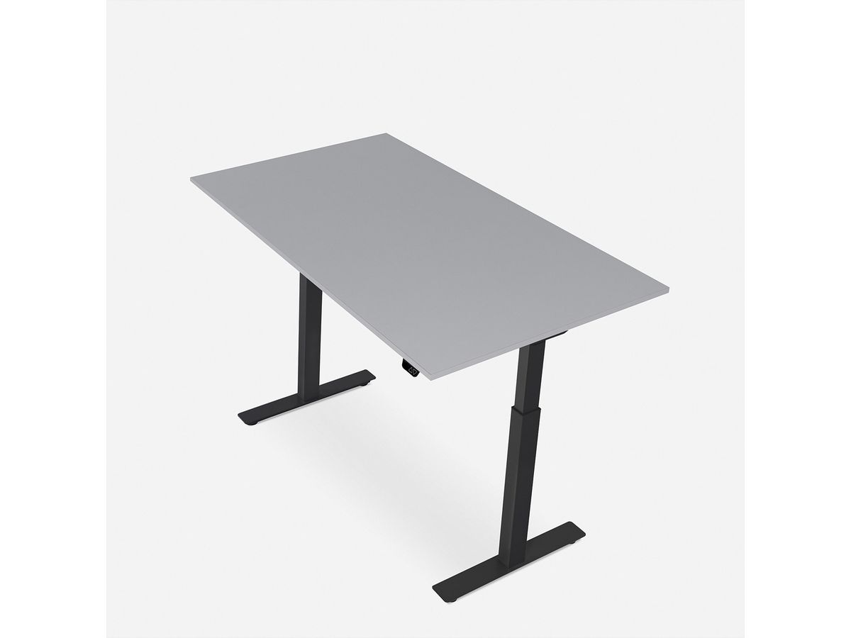 WRK21 Schreibtisch Smart 160 x 80 cm, Höhenverstellbar, Grau Uni / Schwarz