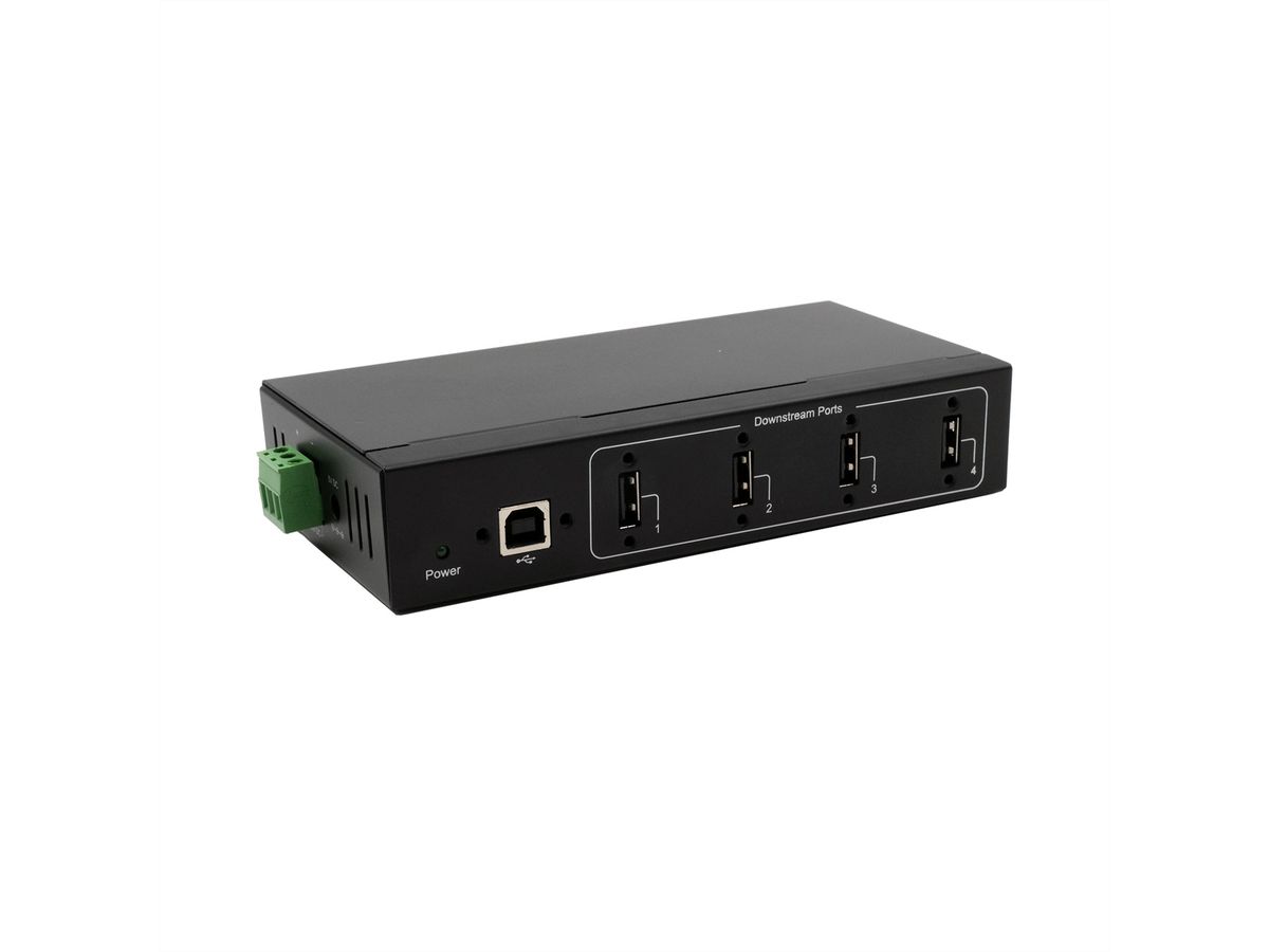 EXSYS EX-11214HMVS HUB 4 ports USB 2.0 métal avec alimentation 5V/2A Genesys Chipset