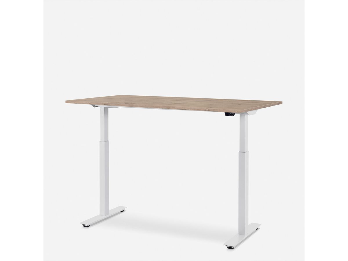 WRK21 Schreibtisch Smart 140 x 80 cm, Höhenverstellbar, Kendal Eiche / Weiss