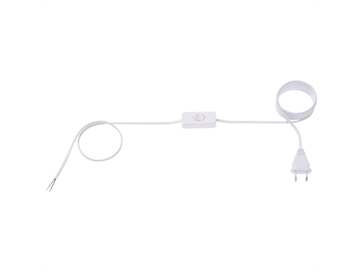 BACHMANN Câble 2x0,75 1,8m blanc, H03VVH2-F Conn. Euro, non emballé, int.