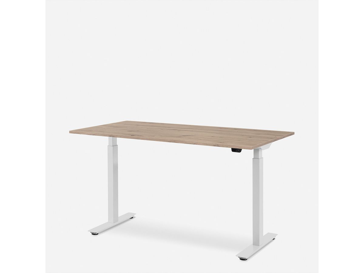 WRK21 Schreibtisch Smart 140 x 80 cm, Höhenverstellbar, Kendal Eiche / Weiss