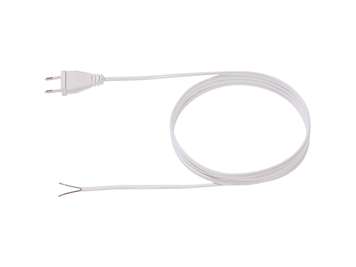 BACHMANN Câble 2x0,75 2m blanc, H03VVH2-F Connecteur Euro, non emballé