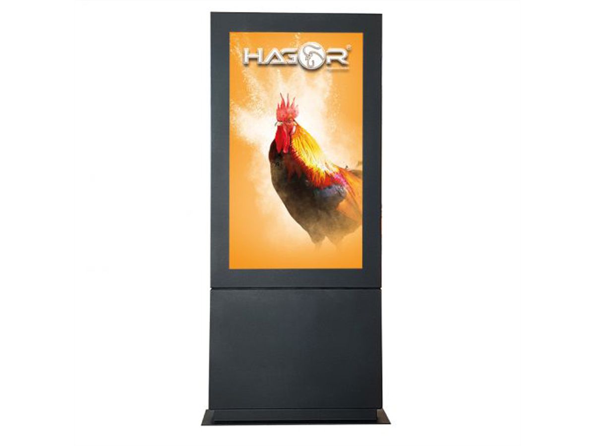 Hagor ScreenOut Eco Kiosk L - inkl. Heizung & HQ Lüftung, Outdoorstele inkl. Heizung und HQ-Lüftung, grau