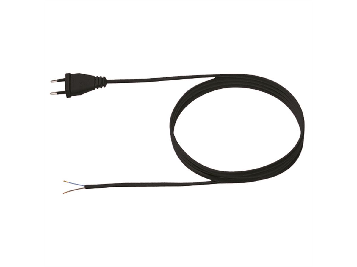 BACHMANN Câble 2x0,75 2m noir, H03VVH2-F Connecteur Euro