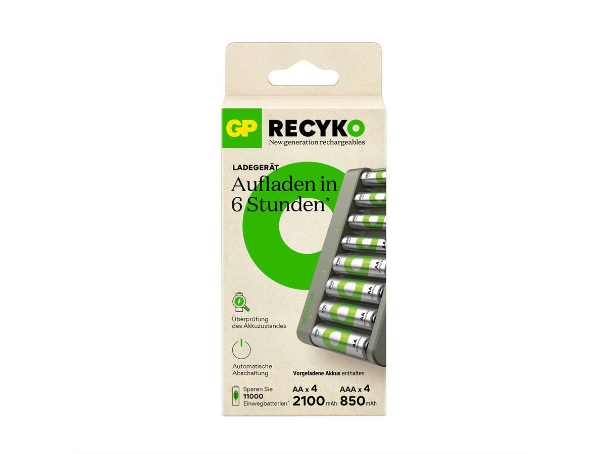 GP Batteries USB-Ladegerät GP E811, inkl. 4x ReCyko AA 2100mAh&4x AAA 850mAh