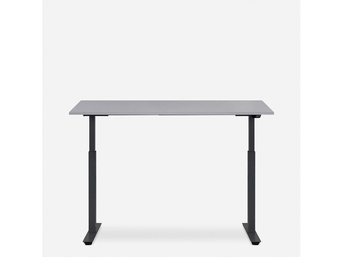 WRK21 Schreibtisch Smart 140 x 80 cm, Höhenverstellbar, Grau Uni / Schwarz