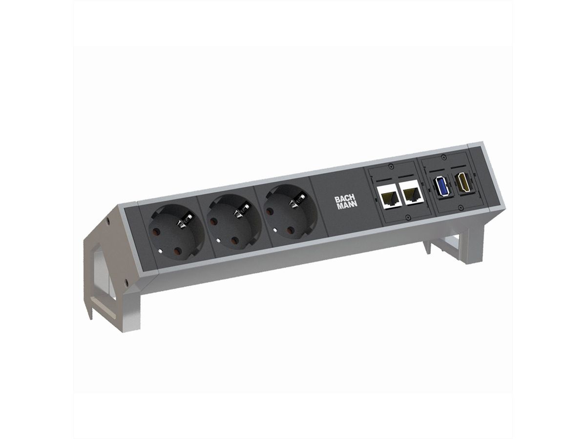 BACHMANN DESK2 3x contact de protection, 2x CAT6, 1x HDMI, 1x USB 3.0