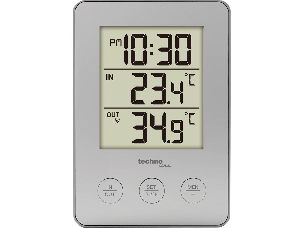 Technoline Temperaturstation WS9175 grau Innen- und Außentemperaturanzeige