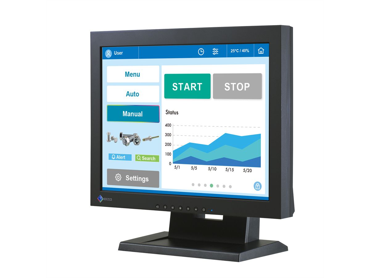 Eizo Monitor FDX1501T-A BK - 15", Panneau tactile de bureau - 24/7 - Format 4:3