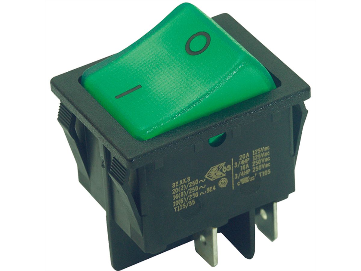 BACHMANN Interrupteur à bascule série 3652, interrupteur, 2 pôles, noir / vert