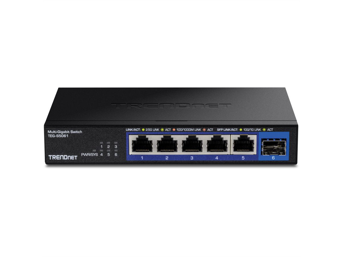 TRENDnet TEG-S5061 Switch 2,5G à 6 ports non administrable, avec ports SFP+ 10G
