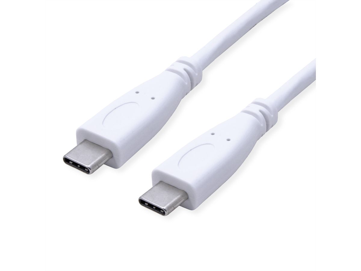 VALUE Câble USB 3.2 Gen 2, avec PD (Power Delivery), avec Emark, C-C, M/M, blanc, 0,5 m