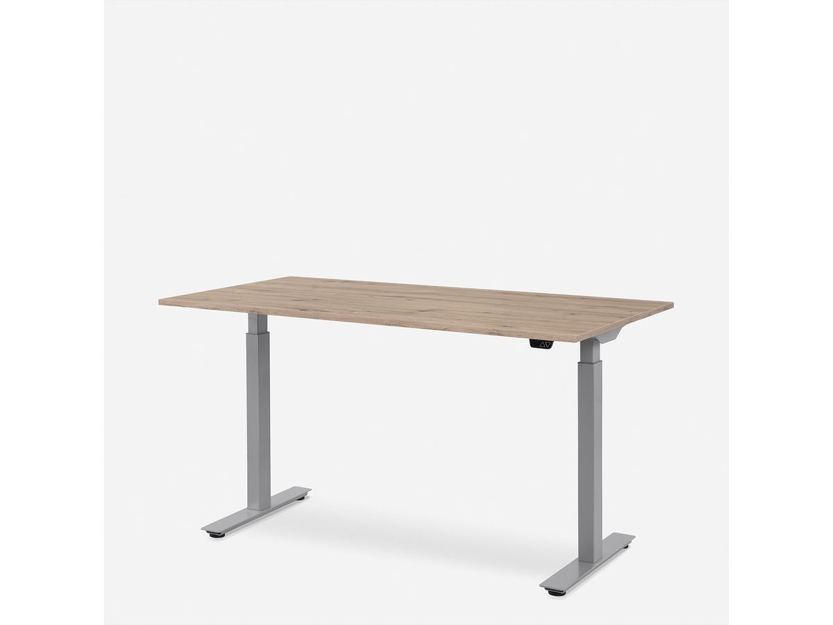 WRK21 Schreibtisch Smart 160 x 80 cm, Höhenverstellbar, Kendal Eiche / Grau